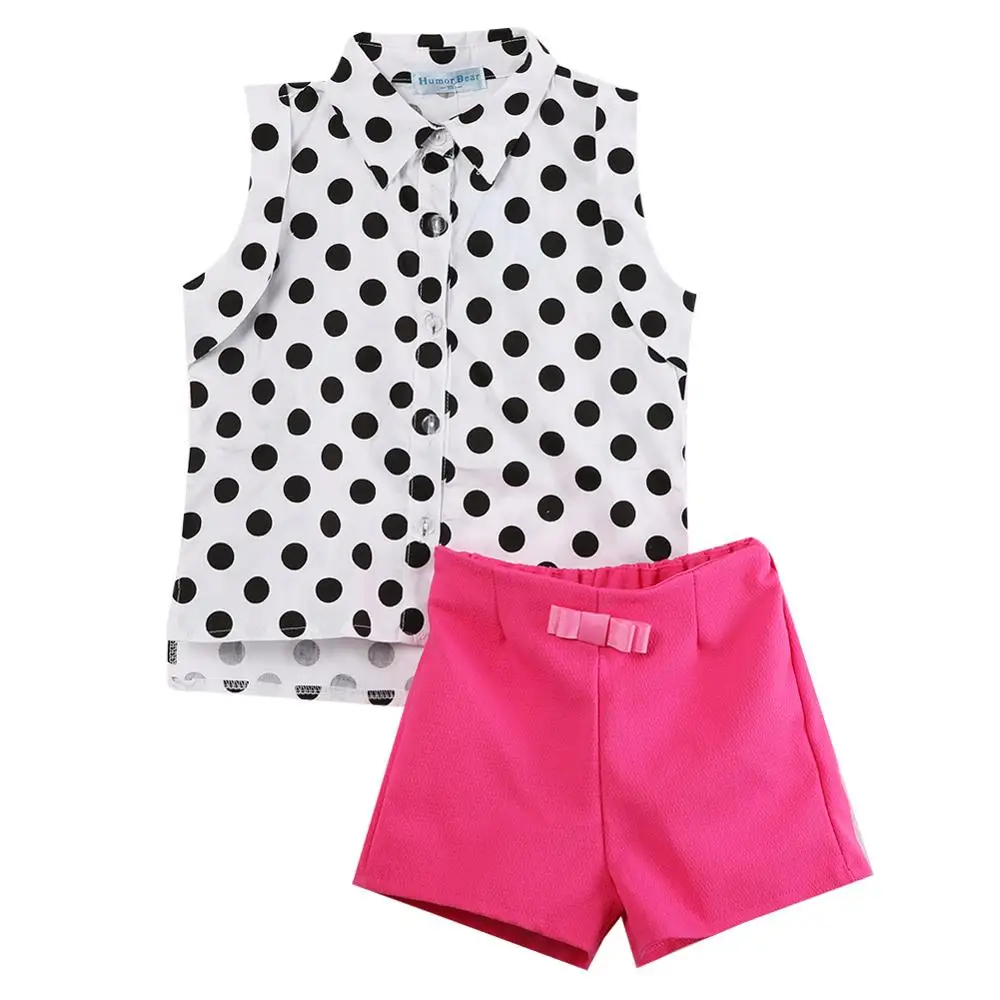 

Summer Infant Toddler Girls Baby Kids Polka Dot Shirt Tops Pink Pants Shorts Outfit Sunsuit 1-6Years