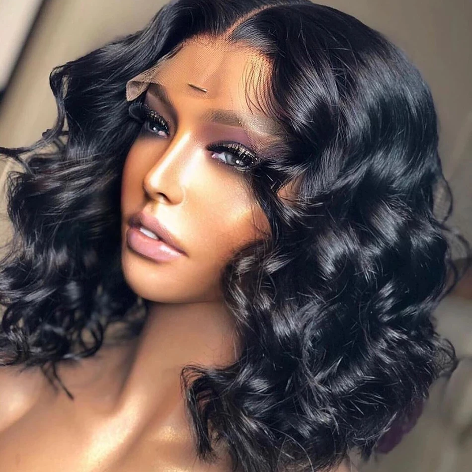 Clearance 4x4 Bob Lace Closure Wigs 150% Density Body Wave 10 Inch 25CM Pre Plucked Hairline 100% Human Hair Wigs Remy Fast Ship