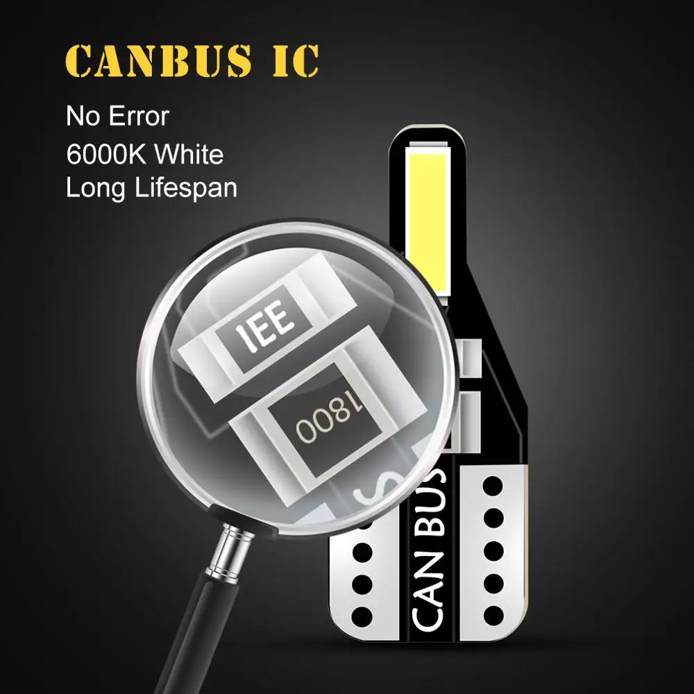 10 шт. T10 W5W светодиодный фонарь 194 168 освещение салона автомобиля Canbus для чтения