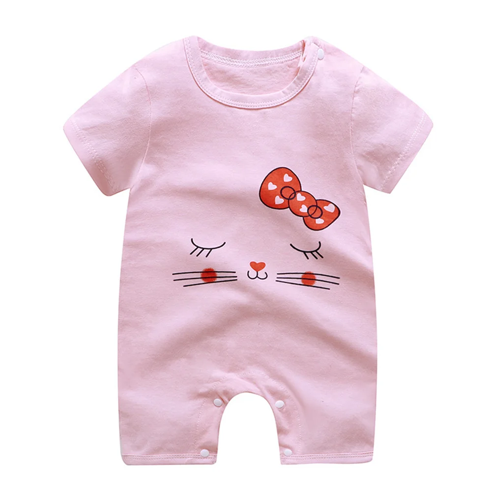 

Newborn jumpsuit summer short-sleeved cartoon pattern jumpsuit, toddler boy baby girl one-piece jumpsuit leisure hot sale