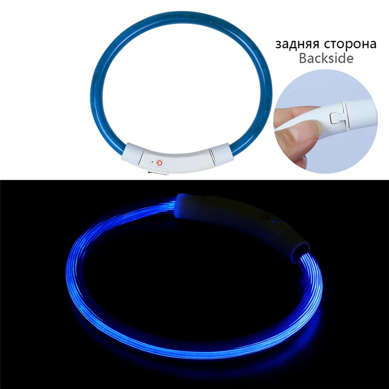 Usb зарядка Регулируемый ошейник для собак светодиодный перезаряжаемый ночной мигающий светящийся ошейник для собак пластиковый однотонный ошейник для собак - Цвет: Buckle Blue C
