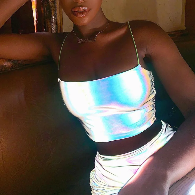 Оставайтесь аккуратными сексуальные Светоотражающие Женский комплект 2 шт. с