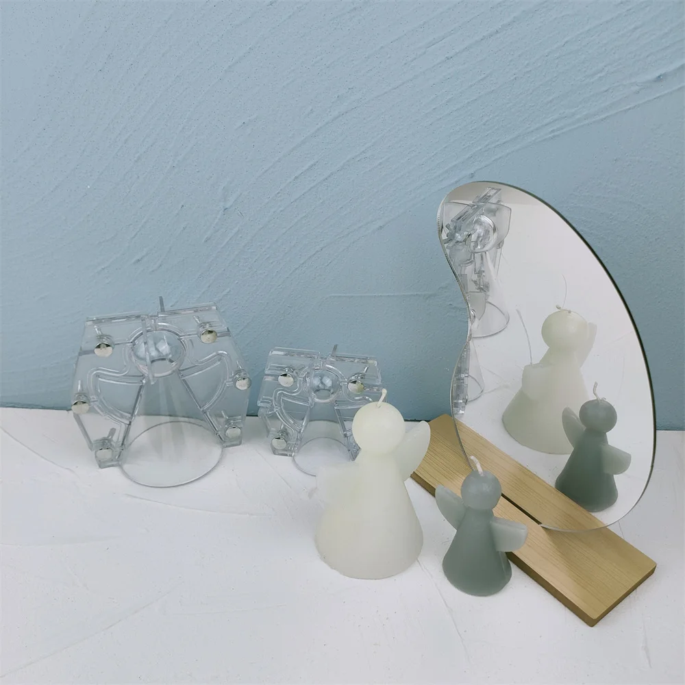 3D Angel With Wings Acrylic Candle Mold DIY Handmade Christmas Plastic Mould New Year Home Decor Orname | Дом и сад