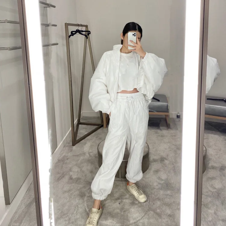 Spring 2021 New Drawstring Elastic Waist Stitching Casual Hoodie Pants Women Sports Sweatpants Female Jogger Long Trousers Tide