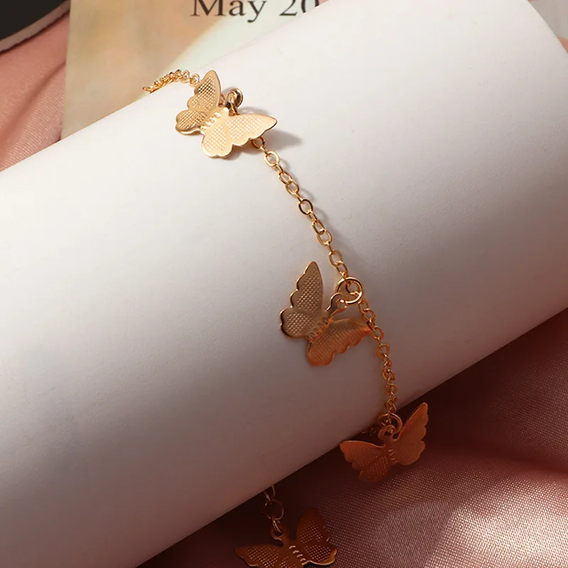 Fashion Butterfly Anklet Bracelets For Women Foot Jewelry 2020 Bohemian Gold Silver Color Chain Ankle Bracelet Gift | Украшения и