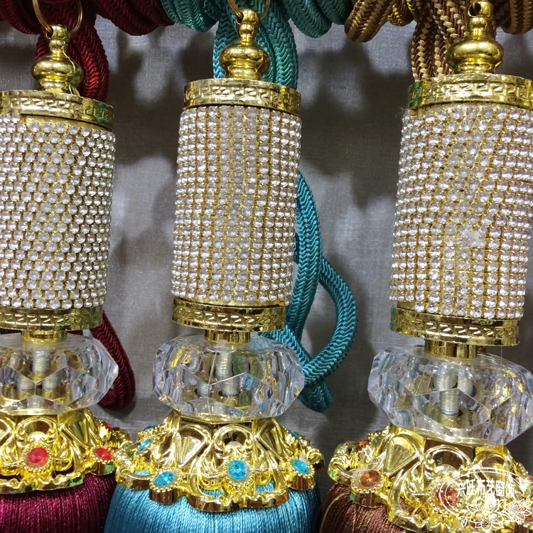 

2 Pcs Luxury Crystal Curtains Hanging Ball Fastener Hanging Rope Lob Decorative Tassels Curtain Accessories Curtain Tieback