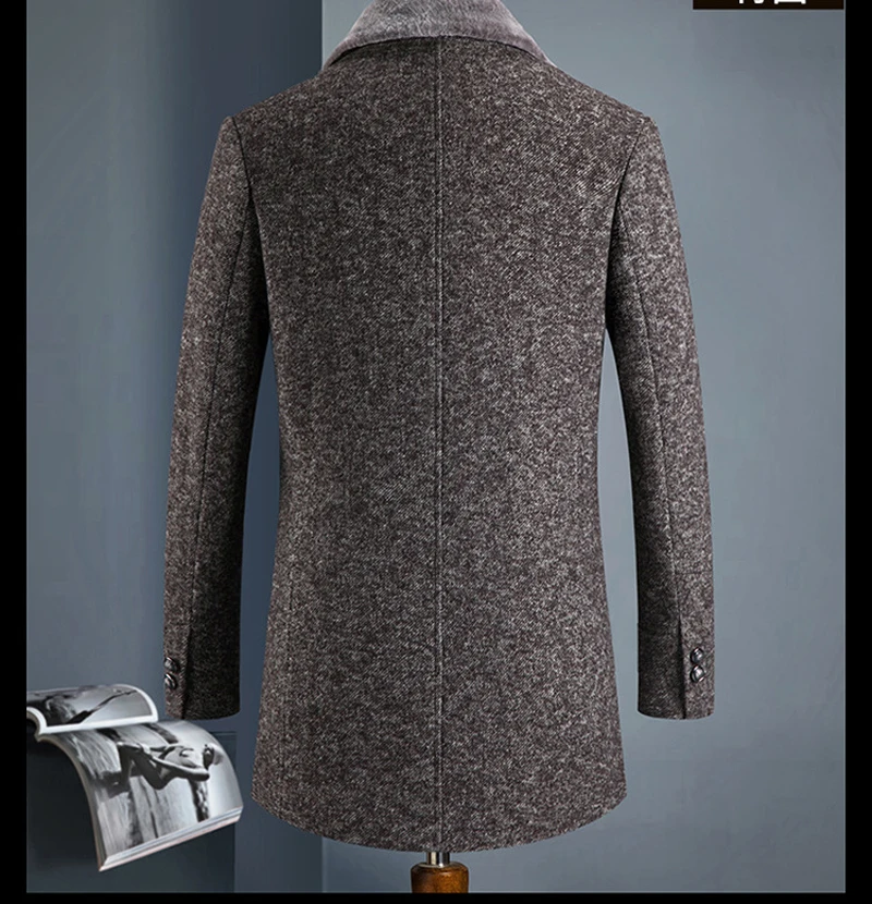 Новое поступление зимнее Стильное мужское изысканное шерстяное пальто высокое