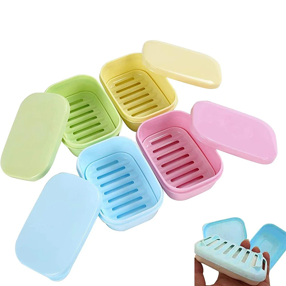 

Portable Soap Dishes Durable Soap Box With Drain Low Lid Soap Dish For bathroom Household Travel Multifunction Soap Storage Boxs