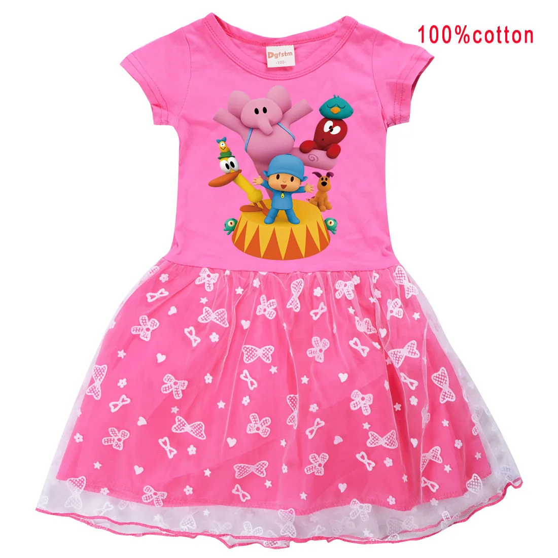 Платье для девочек с коротким рукавом Радужное мультяшным принтом|Костюмы