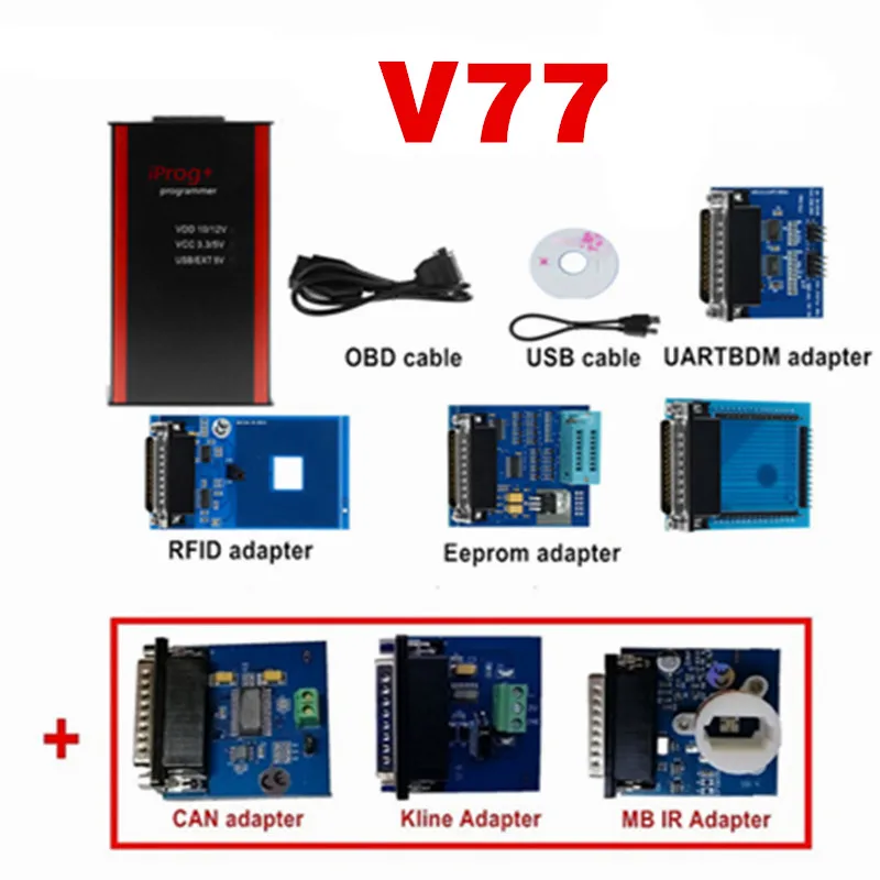 IPROG 3adapters V80 Iprog+ Iprog Pro программист поддержка IMMO+ коррекция пробега+ сброс подушки безопасности до года Замена Carprog/Digiprog - Цвет: IPROG 3adapters