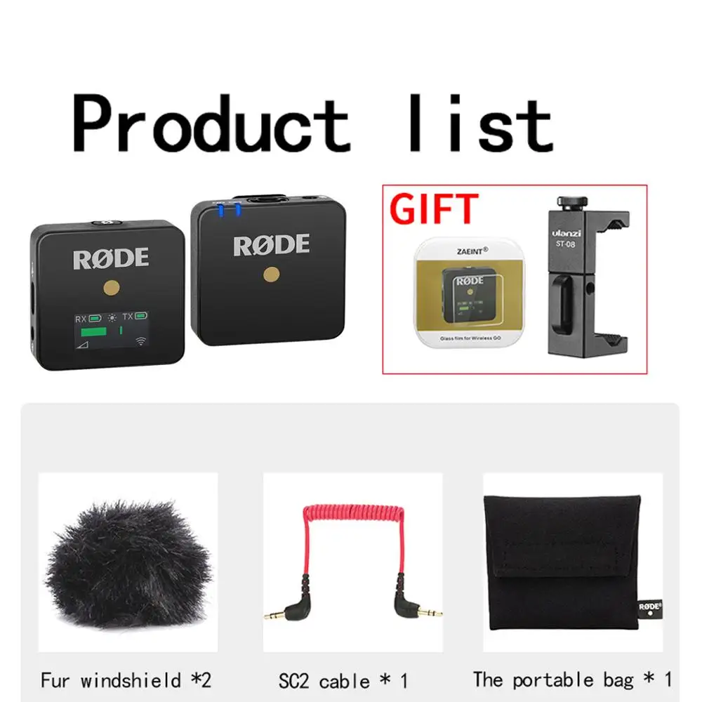 Оригинальный RODE беспроводной Go профессиональный компактный микрофон 2 4 ГГц клип