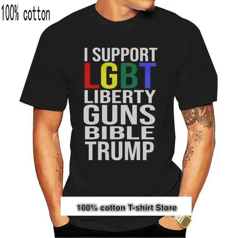 

Camiseta con frase I soporte LGBT Liberty Guns para mujer, camisa con estampado de la Biblia, cerveza, Trump, talla negra, S-3XL