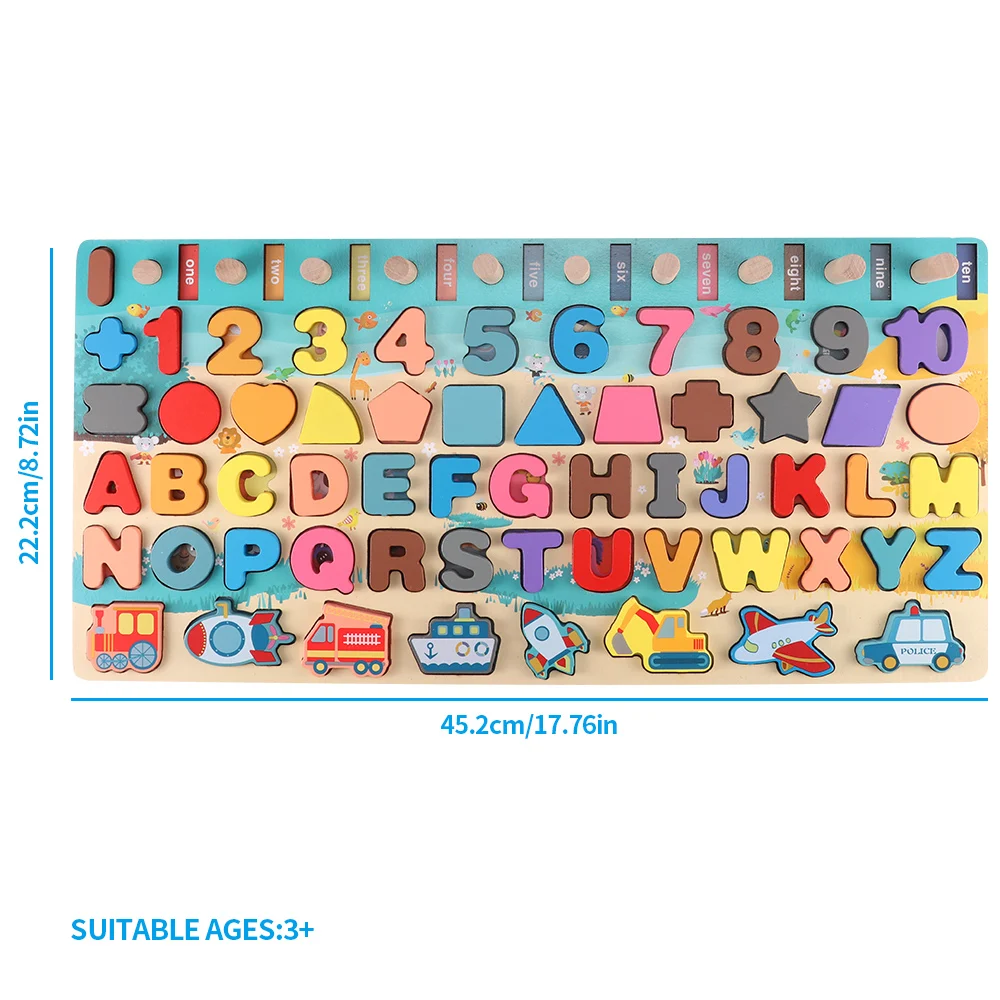 

Kids Shape Color Matching Board Puzzle Fishing Toy Baby Wooden Montessori Educational Math Toys Children Count Number Game Board