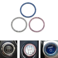 1pc 40mm1 57 automobiles start switch button decorative diamond rhinestone ring circle trim auto car decorative accessories