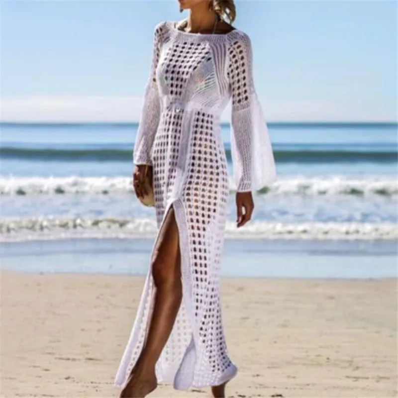 

New Sexy Cover Up Bikini Women Swimsuit Cover-up Beach Bathing Suit Beach Wear Knit Lace Swimwear Mesh Beach Dress Tunic Robe