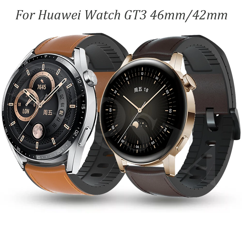 

Ремешок сменный для Huawei Watch GT3 42 мм, кожаный браслет для наручных часов GT runner Gt2 pro GT2 Magic 2 46 мм GT Active 3 Pro, 20 22 мм