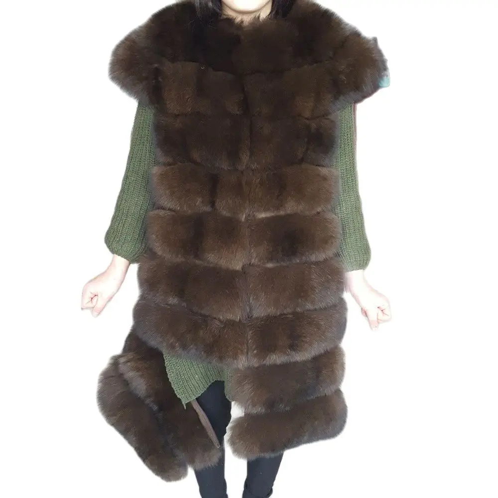 Шуба женская из натурального синего лисьего меха зимняя теплая