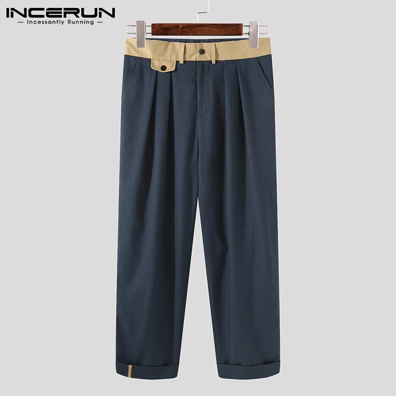 

INCERUN Fashion Men Casual Pants Joggers Patchwork Button Korean Streetwear Trousers Men Loose Leisure Pantalones Hombre S-5XL