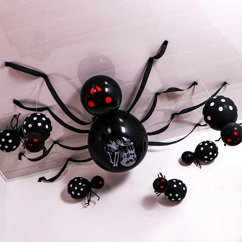 

7pcs Halloween decoration black white spider balloon set DIY atmosphere layout bar haunted house Halloween theme party supplies