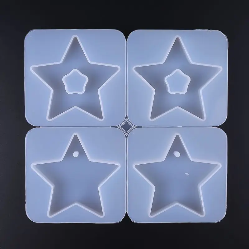 

4 Pcs/set DIY Crystal Epoxy Hanging Jewelry Making Mould Heart Shaped Round Wave Handmade Pendant Molds Resin Gypsum Silicone