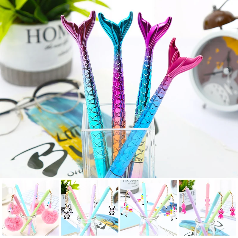 Креативный корейский крутой милый Kawai Единорог Фламинго пушистая гелевая ручка