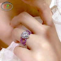 f j4z 2021 trend rings for women freshwater pearl coloured glaze elastic band finger ring shinning crystal heart adjustable ring