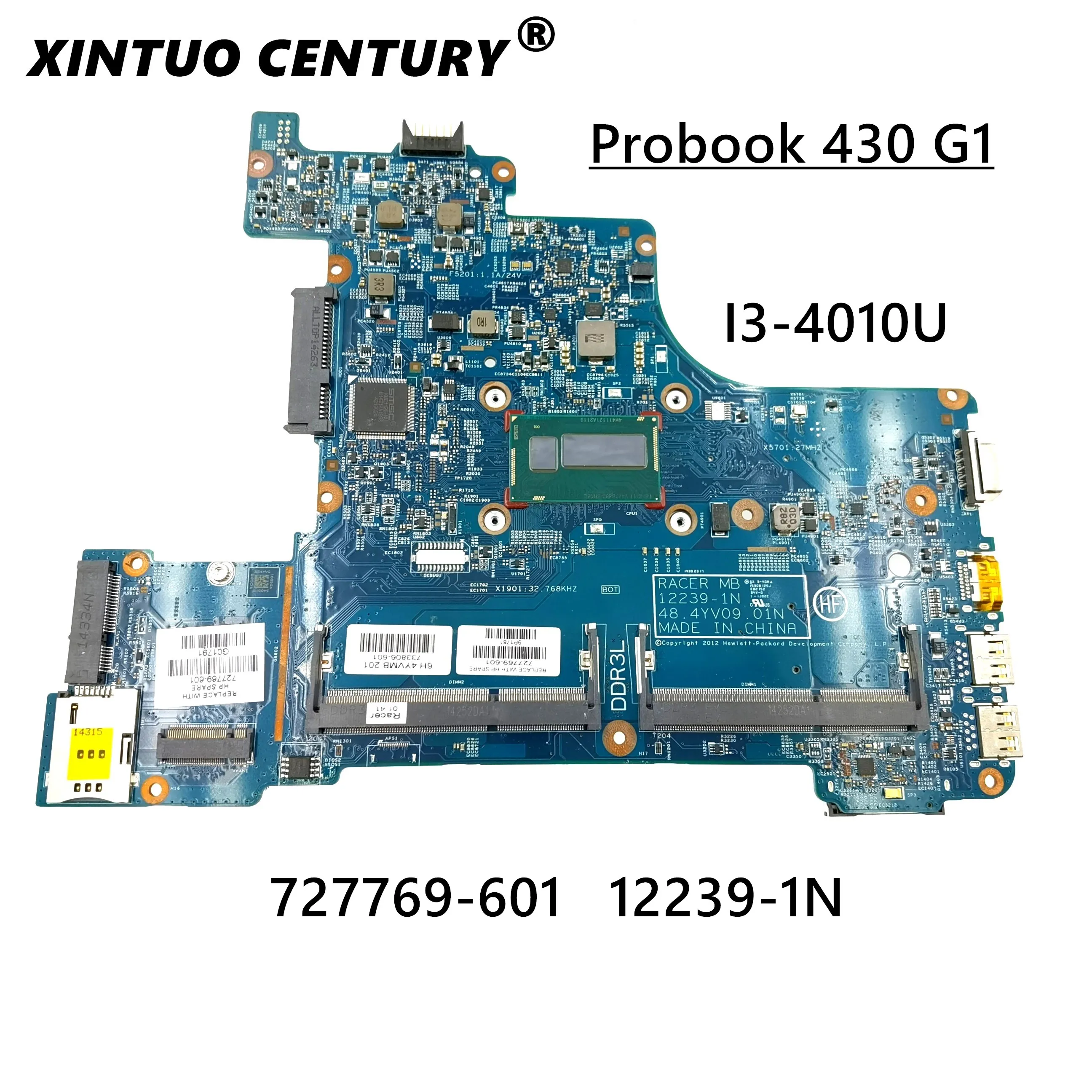 

727769-001 727769-501 727769-601 48.4YV10.011 Main board For HP Probook 430 G1 Laptop motherboard SR16Q I3-4010U