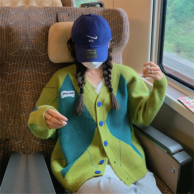 

Женский свободный мягкий свитер Lozenge, Осень-зима 2021