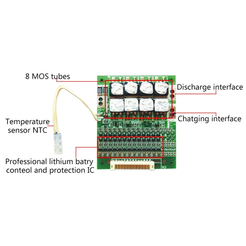 

13S 48V 60A Battery Protection Board Li-ion Cell Battery BMS PCB Equalizer Board