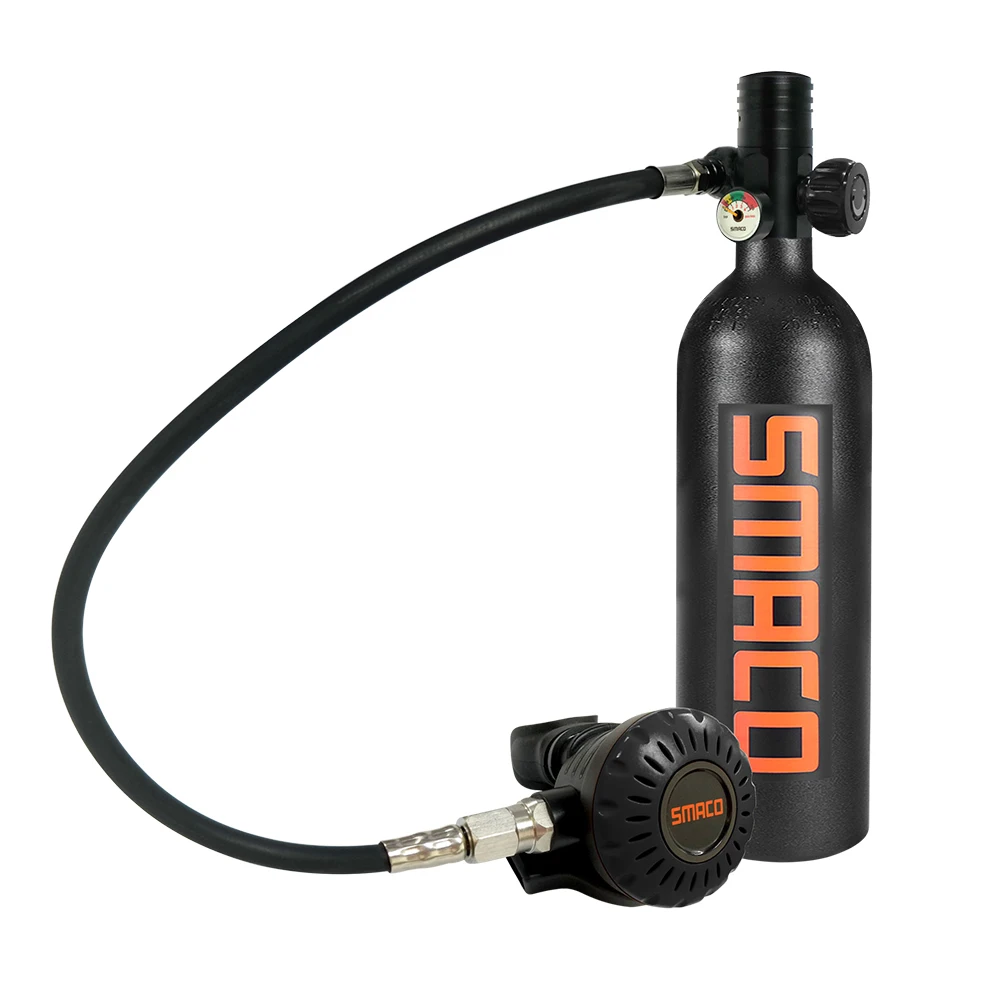 

1L Scuba Oxygen Cylinder Air Tank with 360 Degree Rotation Hose Scuba Regulator Diving Respirator Snorkeling Breathing Equipment