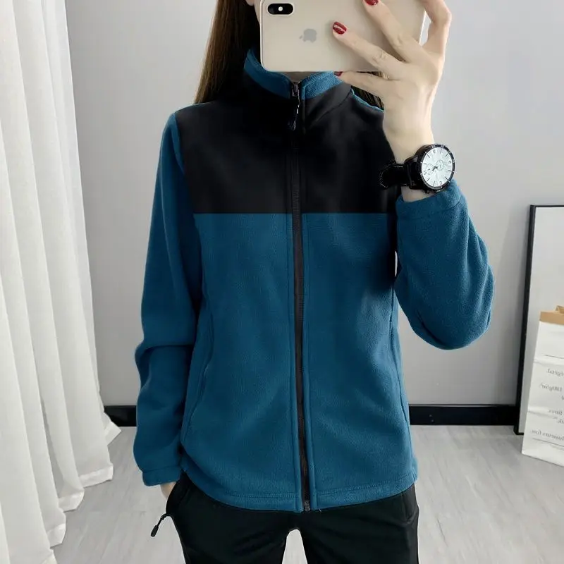 

Fleece Warm Jacket Men Women Fall Winter New Style Plus Velvet Windproof Fashion Sweatshirt Polar Fleece Couple Jacket