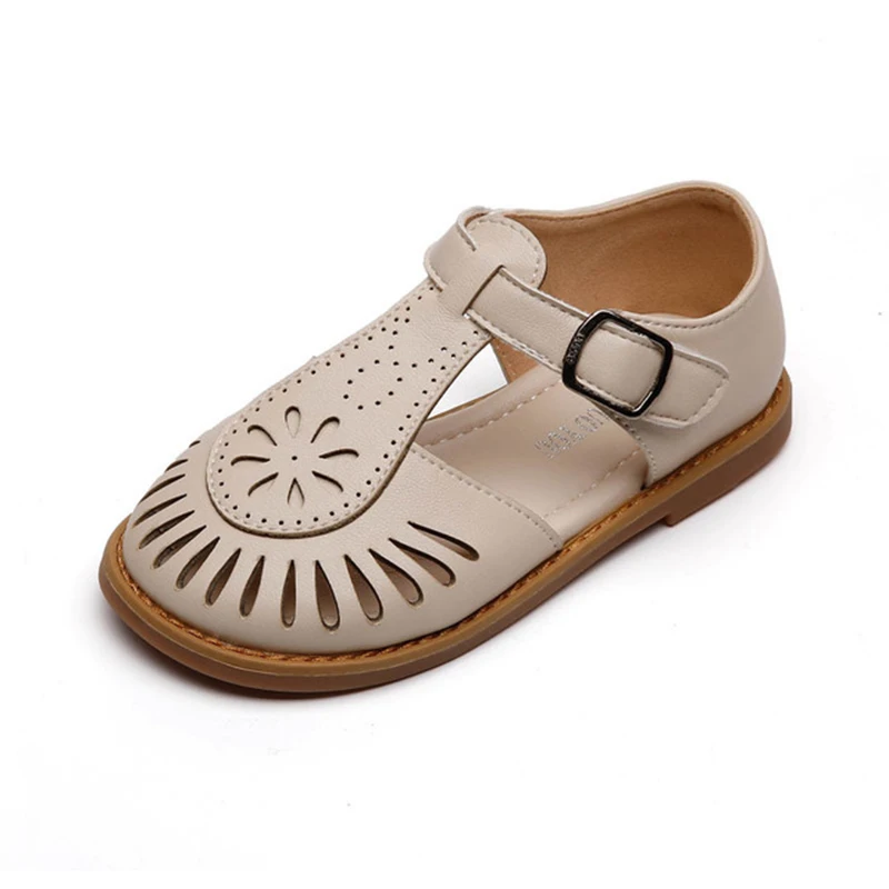 

Children's Casual Shoes Girl Sandals 2021 Summer New Sculpted Velcro Fashion Sandals Retro Hollow Out Soft Bottom Princess Shoes