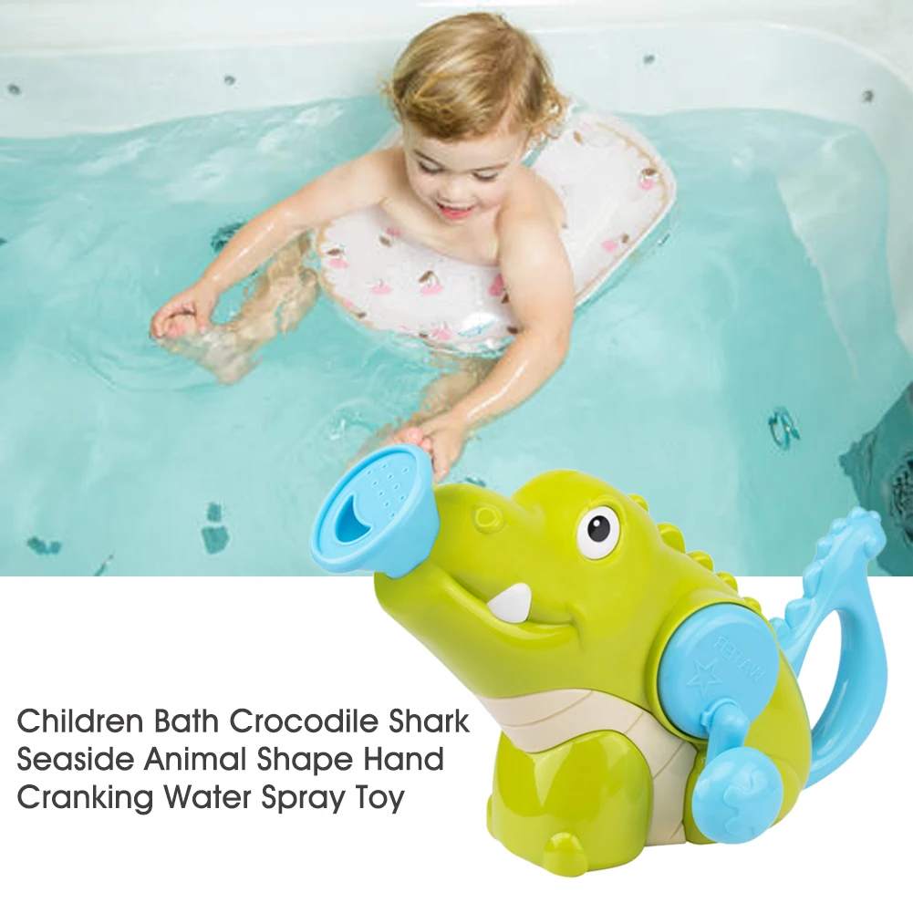 

Suction Pump Cute Funny Swimming Pool Crocodile Shark Shooting Bathtub Animal Shape Water Spray Toy Children Bath Hand Cranking