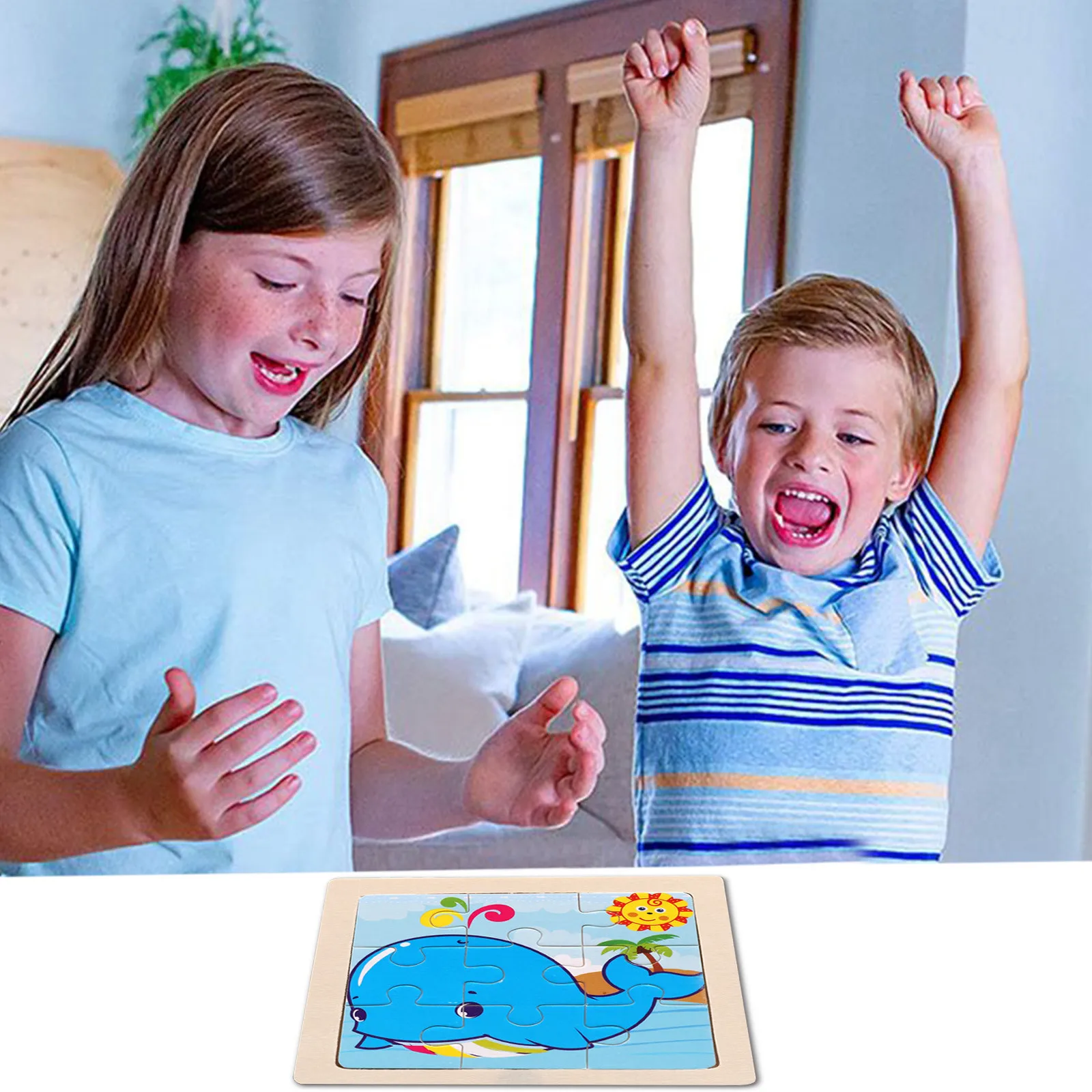 

3d Puzzle Tangram Shapes Learning Baby Toys Wooden Cartoon Animal Intelligence Jigsaw Puzzle Toys For Children Educational