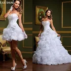 Женское свадебное платье 2 в 1 E JUE SHUNG, роскошное белое платье из органзы со съемной бретелькой, со шнуровкой на спине, свадебные платья