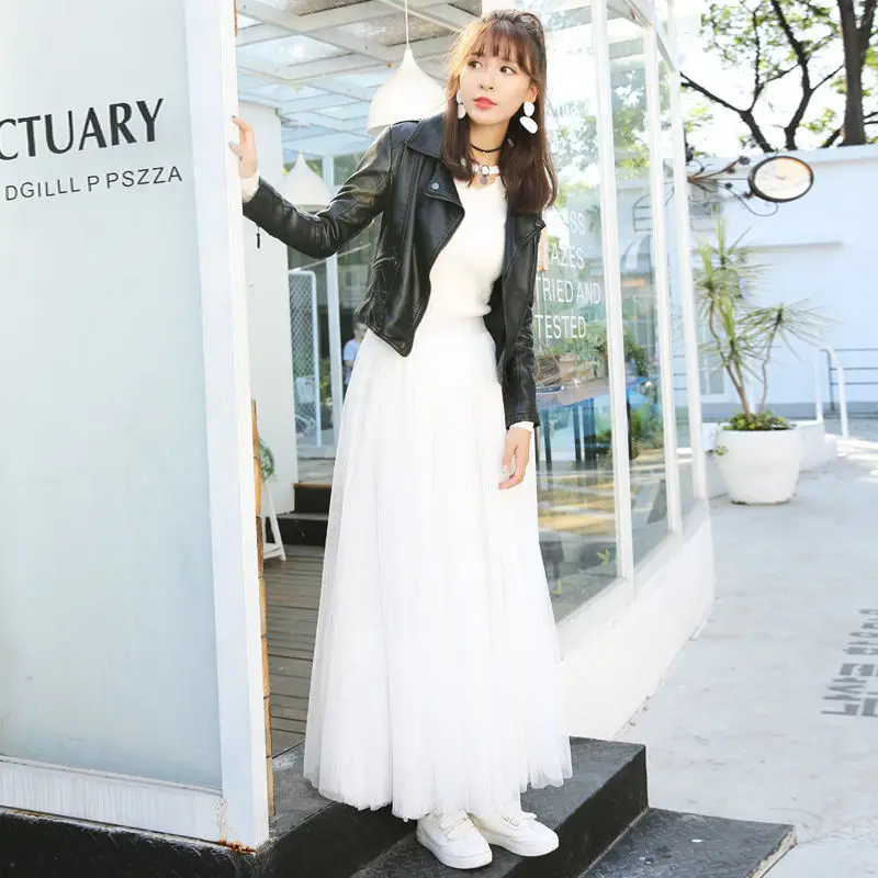 

2021 new spring gauze skirt half length skirt high waist super fairy skirt