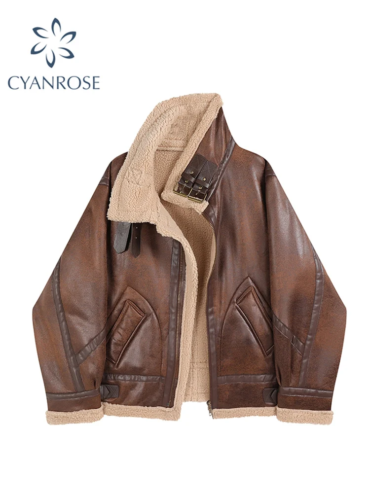 Женская меховая куртка с поясом на молнии свободная теплая зимняя винтажная