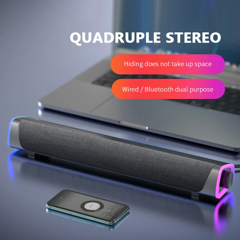New Wireless/Wired Computer TV Speakers 4D Surround Soundbar Stereo Subwoofer Sound Bar For Xiaomi Redmi Laptop PC Game Home |
