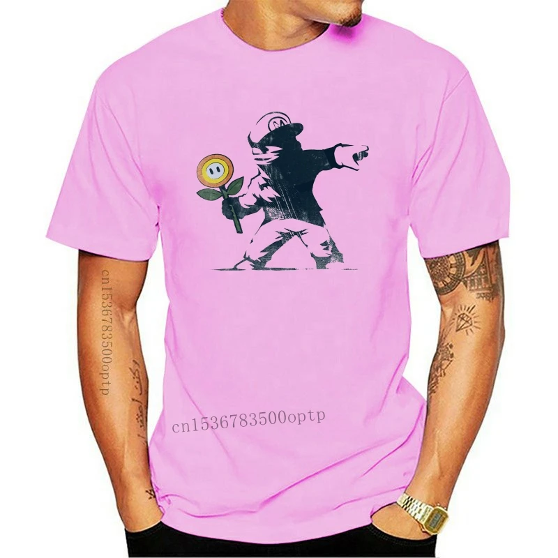 

New round neck cool man's T-shirt 2021 brand men Banksy Flower Summer Fit Slim Men 100% Cotton Men's Sportswear T-shirts
