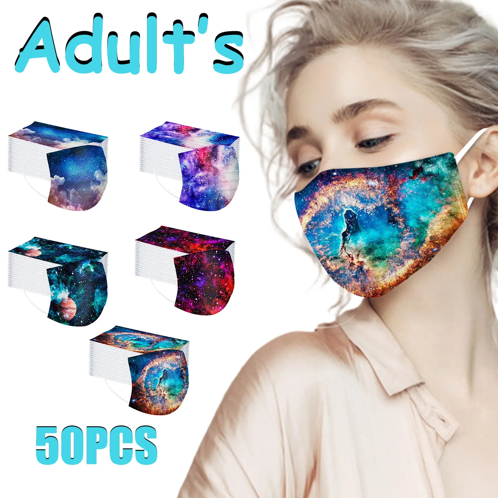 

Unisex Women Man Printed Disposable Face Mask 3Ply Ear Loop Anti-PM2.5 Mask Mouth Cover Protective Face Mask