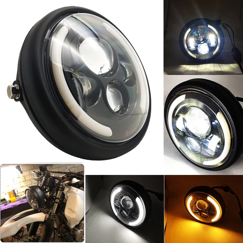 7 5 дюймов мотоциклетные фары светодиодные DRL кронштейны белый свет круглый