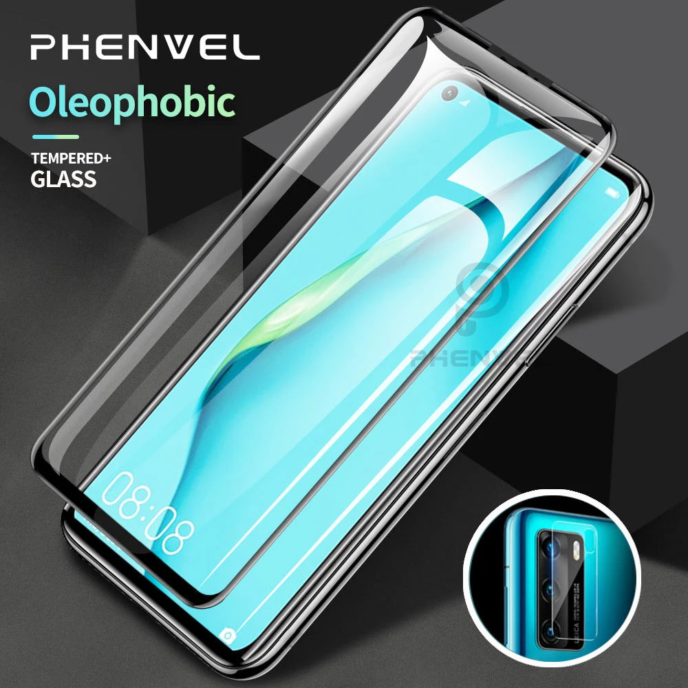 Улучшенная стеклянная пленка для Huawei P40 Lite E Олеофобная Защитная экрана Nova 4