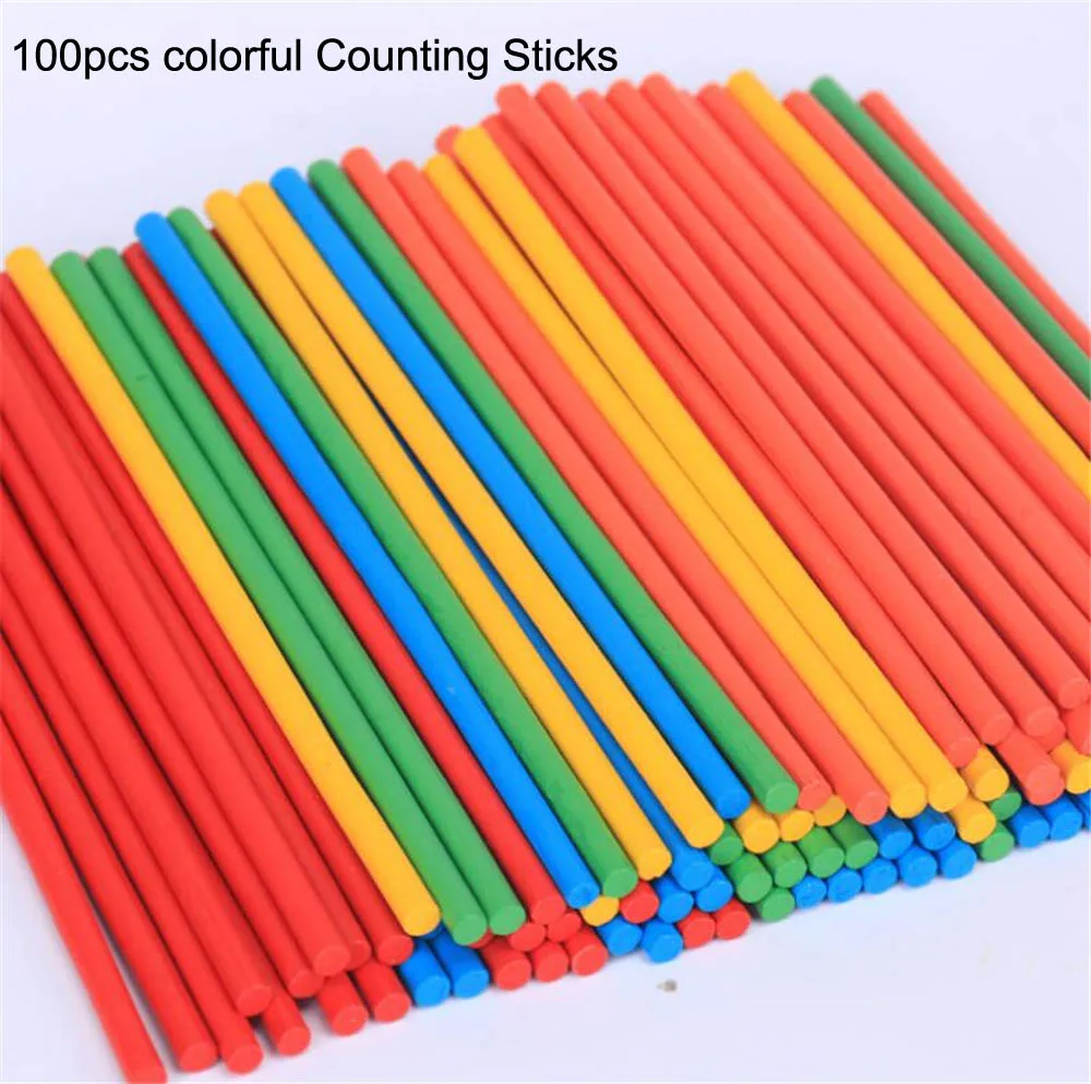 100pcs 100 шт. детские игрушки красочные деревянные Счетные палочки Монтессори Обучающие принадлежности для детей Счетный стержень дошкольные Математические Игрушки - Цвет: 100pcs