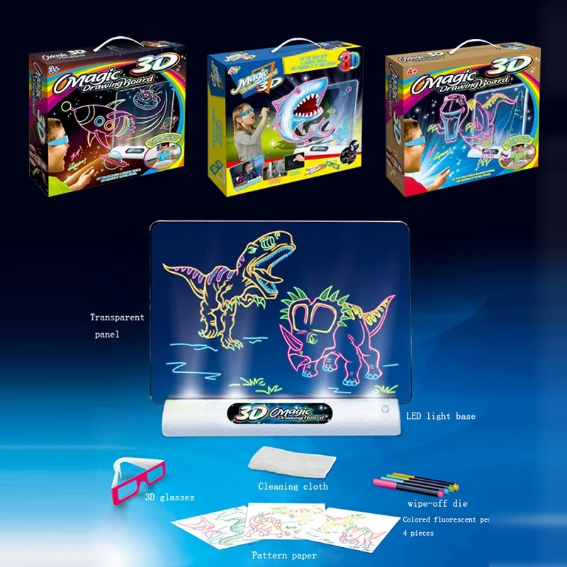 

Creative Magic Dinosaur Drawing Board Children Toys Boys Girls Pen With 3DGlasses Painting Board Educational Toys For Kids