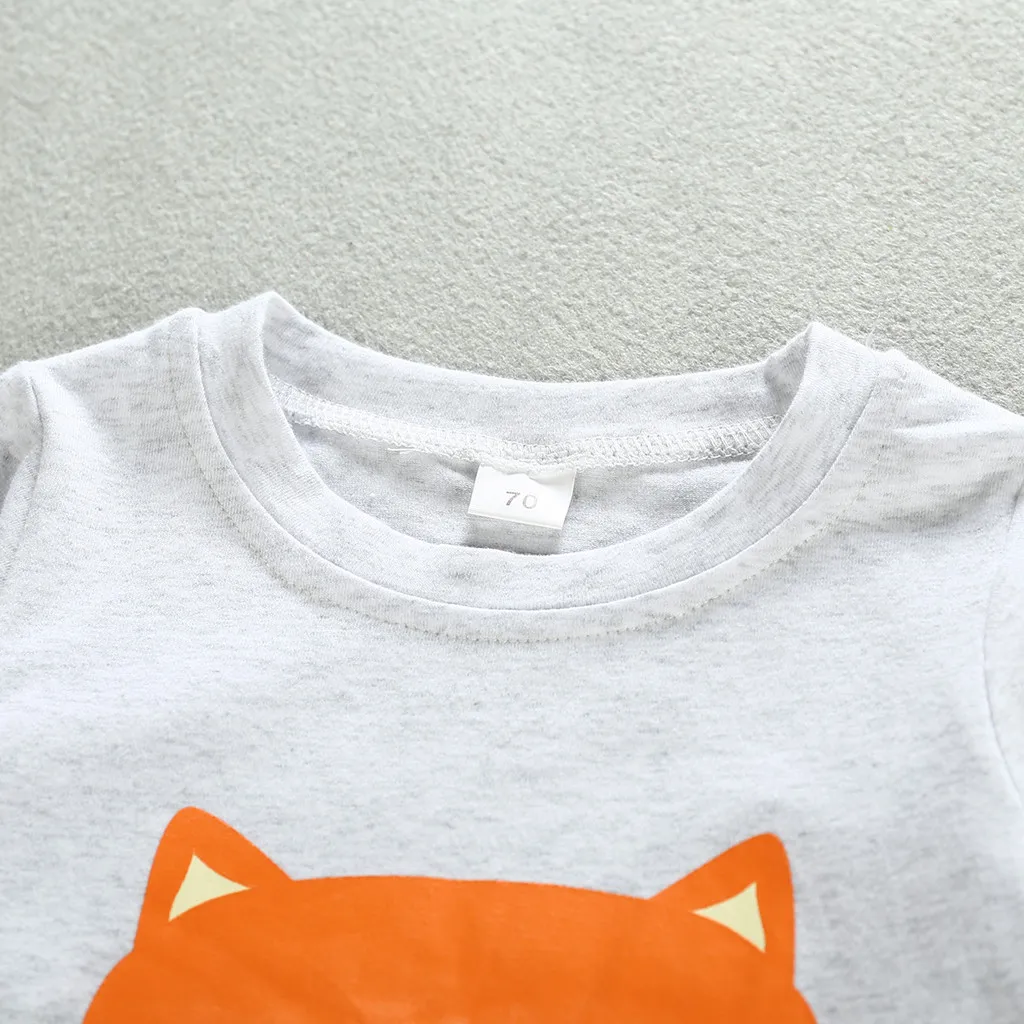 Комплект одежды для новорожденных девочек футболка с принтом лисы + штаны