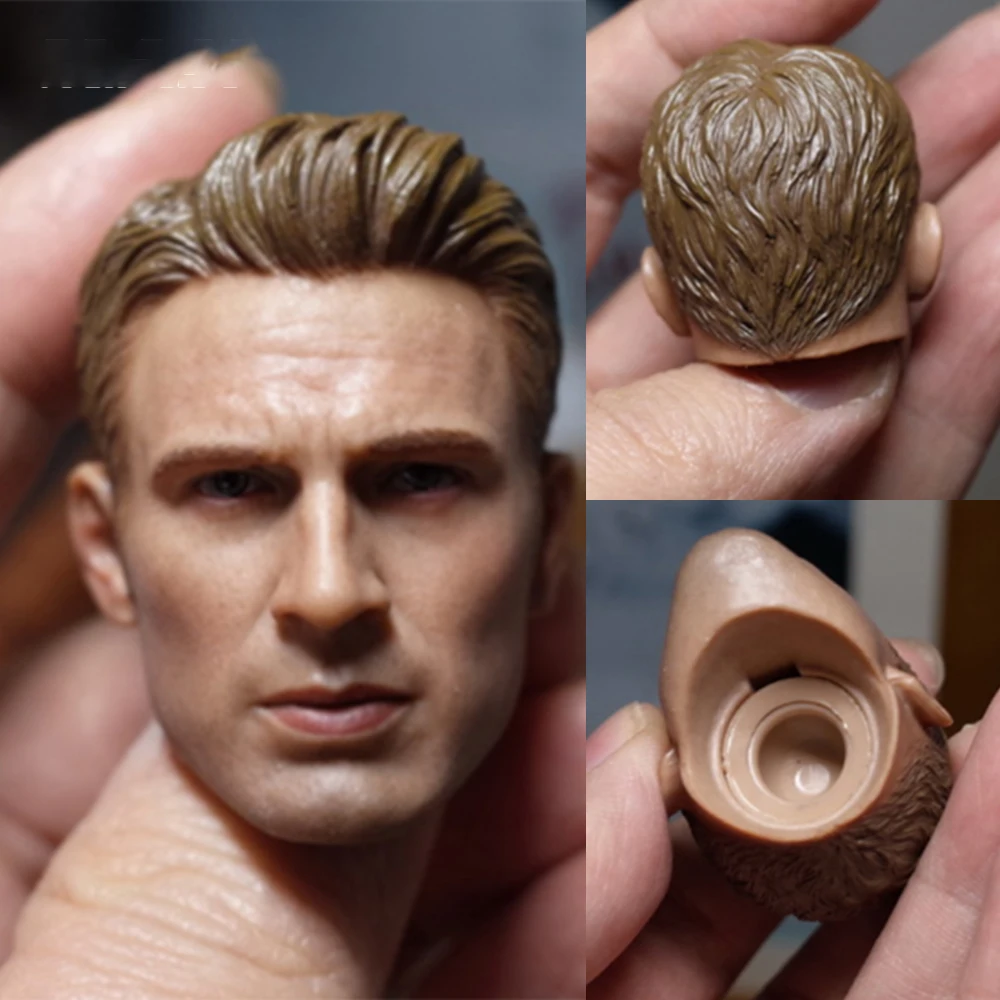 

In Stock 1/6 Captain Chris Evans PVC Head Sculpture Model Fit 12" Male Soldier Action Figure Body