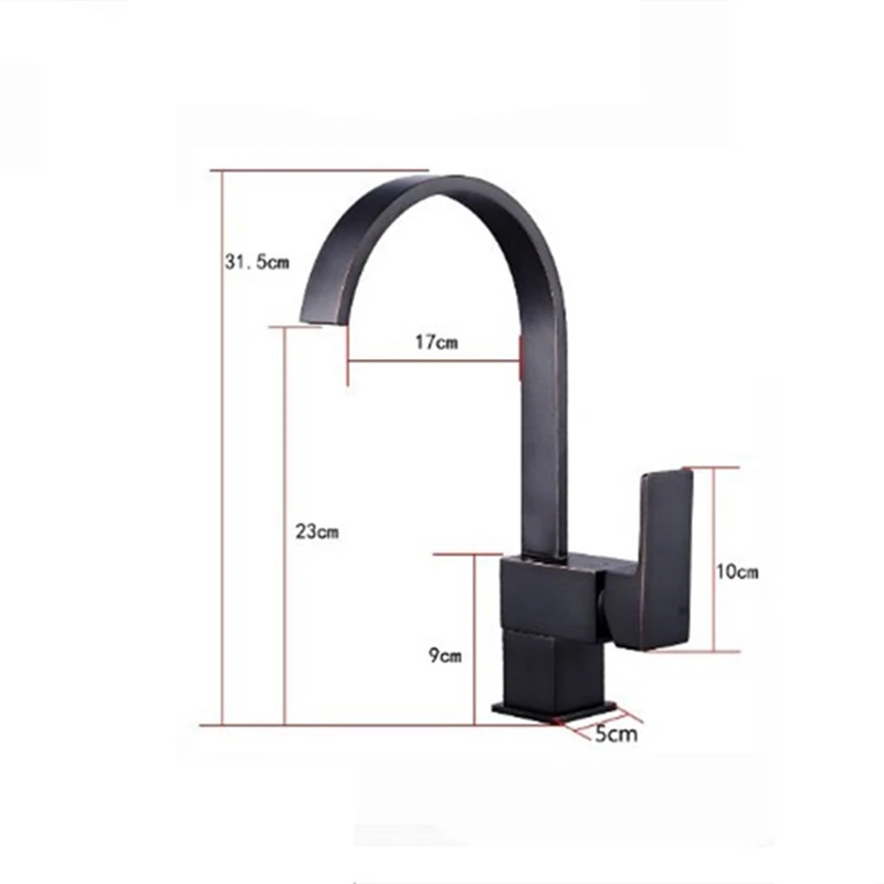 LIUYUE кухонные краны темно бронзовый латунный квадратный плоский смеситель с