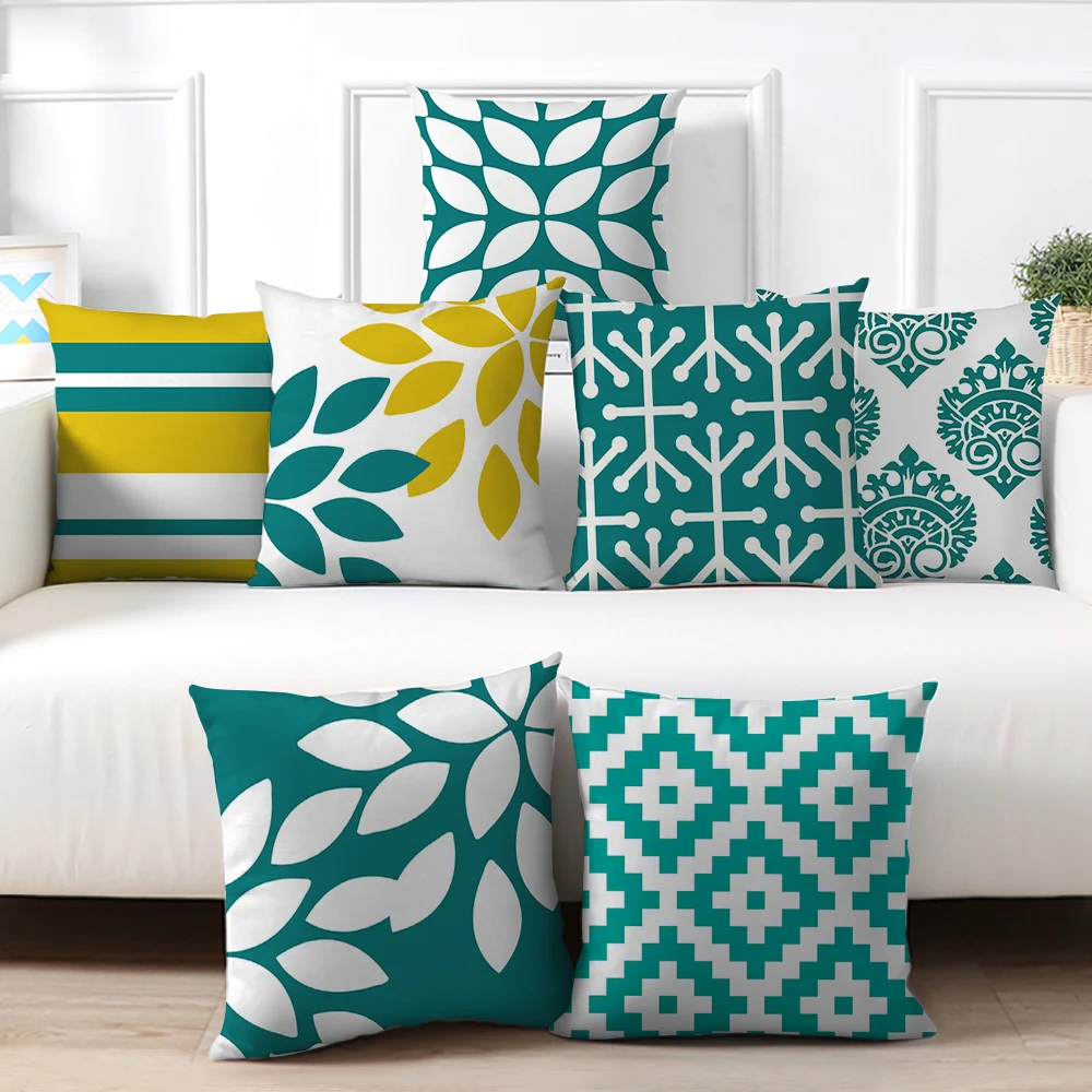 Геометрическая наволочка Fuwatacchi в скандинавском стиле зеленая для домашней