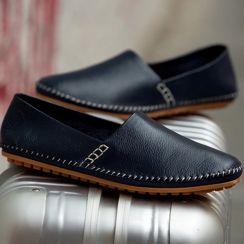 

Moccasins Men Comfortable Casual Shoes Breathable Slip on Driving Shoes Plus Size Genuine Leather Slip-on Loafers