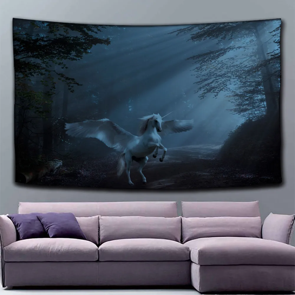 Гобелен в виде единорога богемное украшение для стен дома хиппи мандала
